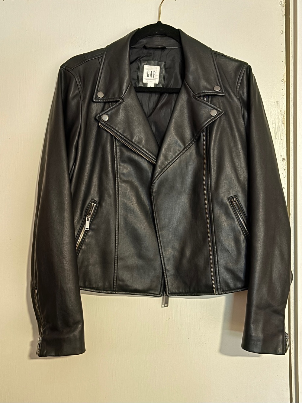 GAP Black Faux Leather Moto Jacket